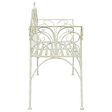 Garden Bench 2-Seater 130 x 47 x 90 cm Steel Antique White 42029544