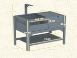 Wooden Tortoise House, with Shelter, Run, Shelf, Lamp Holder, Tray, Grey T3398P350001