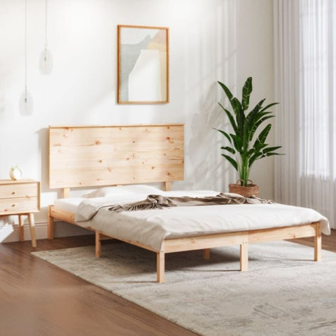 ZNTS Bed Frame without Mattress 140x200 cm Solid Wood Pine 3104803