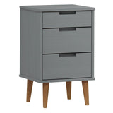 ZNTS Bedside Cabinet MOLDE Grey 40x35x65 cm Solid Wood Pine 350500