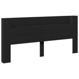 Headboard Cabinet with LED Black 220x16.5x103.5 cm 839274