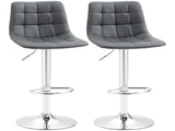Adjustable Bar Stools Set of 2, Swivel PU Leather Upholstered Barstools with Tufted Seat and Back, T3398P341390