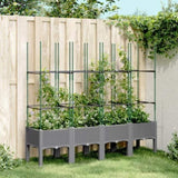 Garden Planter with Trellis Light Grey 160x40x142.5 cm PP 367962