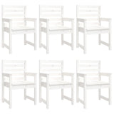 7 Piece Garden Dining Set White Solid Wood Pine 3154714