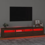 TV Cabinet with LED Lights Brown Oak 210x35x40 cm 3152737