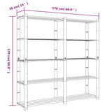 5-Tier Storage Rack Grey 170x38x170 cm Solid Wood Pine 373384