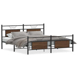 Metal Bed Frame without Mattress Brown Oak 180x200 cm Super King 3325103