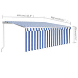 Manual Retractable Awning with Blind 4x3m Blue&White 3069296