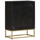 Sideboard with 2 Doors Black&Gold 55x30x75 cm Solid Wood Mango 352042