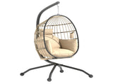 Hanging Egg Chair Outdoor Indoor Swing Chair with Folding Basket and Thickened Cushion, T3398P314186
