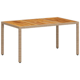 Garden Table Beige 150x90x75 cm Poly Rattan Acacia Wood 368127