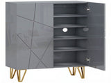 Narrow Shoe Storage Cabinet with Soft-Close Hinges and Adjustable Shelves for 15-20 Pairs of Shoes, T3398P554096
