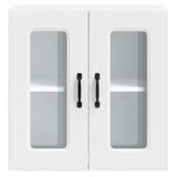Kitchen Wall Cabinet with Glass Door Kalmar White Engineered Wood 853667