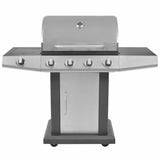 Gas Barbecue Grill with Wheel Silver Steel with Metal Hose 43047