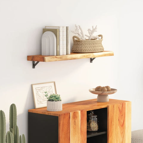 ZNTS Wall Shelf 100x20x3.8 cm Rectangular Solid Wood Acacia Live Edge 370276