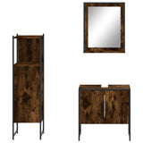 3 Piece Bathroom Cabinet Set Smoked Oak Engineered Wood 3214346