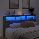 Headboard Cabinet with LED Concrete Grey 200x17x102 cm 839220