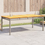 Garden Table Grey 180x90x75 cm Poly Rattan Acacia Wood 366280