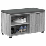 Hall Bench with Cushion with Shelf Grey Sonoma 80 x 38 x 46 cm 891509