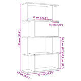 Room Divider Bookcase 4-Tier Artisan Oak 70x24x129 cm Engineered Wood 858110