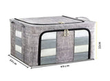 66L Clothes Storage Bags 3pcs Zipped Organizer Wardrobe Closet Boxes Steel Frame 58791681