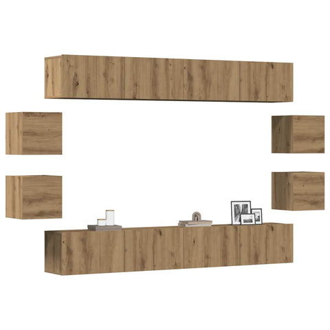 ZNTS Wall Mounted TV cabinets 8 pcs Artisan Oak Engineered Wood 3328952