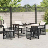 Garden Dining Set 5 pcs Black Poly Rattan 3380618