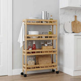 Kitchen Trolley with Wheels Natural 60 x 18 x 97 cm Bamboo 42028298