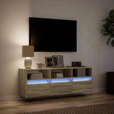 TV Wall Cabinet with LED Lights Sonoma Oak 130x31x45 cm 852343