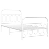 Metal Bed Frame without Mattress with Footboard White 100x200cm 377179
