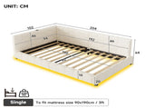 3ft Single Boucle Bed Frame Smart RGB LED Lights & Charging Station, Hexagon Tufted Headboard N652P500087W