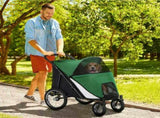 Foldable Pet Stroller with Washable Cushion, Storage Bags, Safety Leash for Medium and Large Dogs T3398P349606
