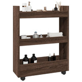 Narrow Storage Trolley 3 Tier Brown Oak Engineered Wood 855256