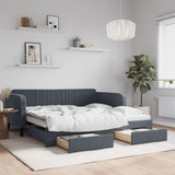 Daybed with Trundle&Drawers without Mattress Dark Grey 90x190 cm Single 3197158