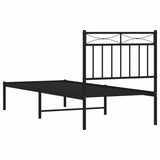 Metal Bed Frame without Mattress with Headboard Black 75x190cm 373681