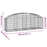 Arched Gabion Basket 200x50x60/80 cm Galvanised Iron 153473