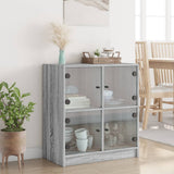 Side Cabinet with Glass Doors Grey Sonoma 68x37x75.5 cm 836383