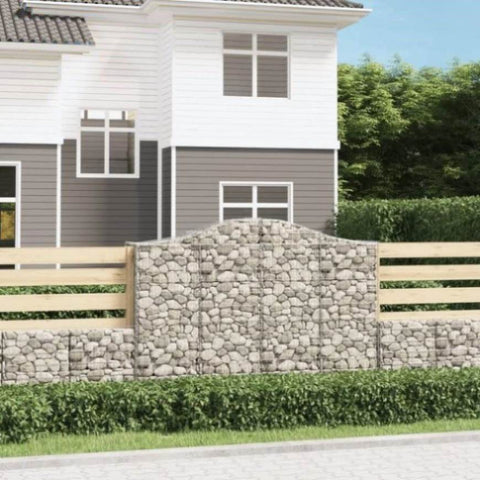 Arched Gabion Baskets 10 pcs 200x50x140/160 cm Galvanised Iron 3145690