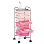 10-Drawer Mobile Storage Trolley Ombre Pink Plastic 320404