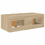 Loft Bed Frame with Cabinet 3 pcs Sonoma Oak Engineered Wood 3423392