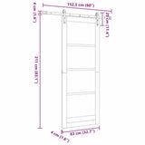 Sliding Door ORKDAL White 83 x 211 cm Solid Pine Wood and Glass 3331944