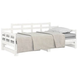 Pull-out Day Bed without Mattress White Solid Wood Pine 2x cm 820348