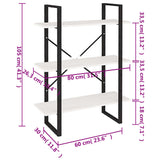 3-Tier Book Cabinet White 80x30x105 cm Solid Pine Wood 806533
