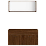 ZNTS 2 Piece Bathroom Furniture Set Brown Oak Engineered Wood 826625