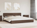 Storage Bed with Drawer Brown Oak 200 x 200 cm Engineered Wood 3412247