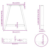 Dining Table Legs A-Shaped 2 pcs White 80x cm Steel 4012857