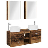 Bathroom Furniture Set 5 pcs Old Wood Engineered Wood and Glass 3407093