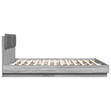 Bed Frame with LED without Mattress Grey Sonoma 200x200 cm 3209987