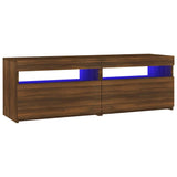 TV Cabinet with LED Lights Brown Oak 120x35x40 cm 815674