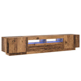 TV Cabinet with LED Lights Old Wood 200x35x40 cm Engineered Wood 3329165